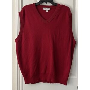 Cypress Links Sweater Vest Red 100% Cotton Knitted V-Neck Pullover - Men's XL